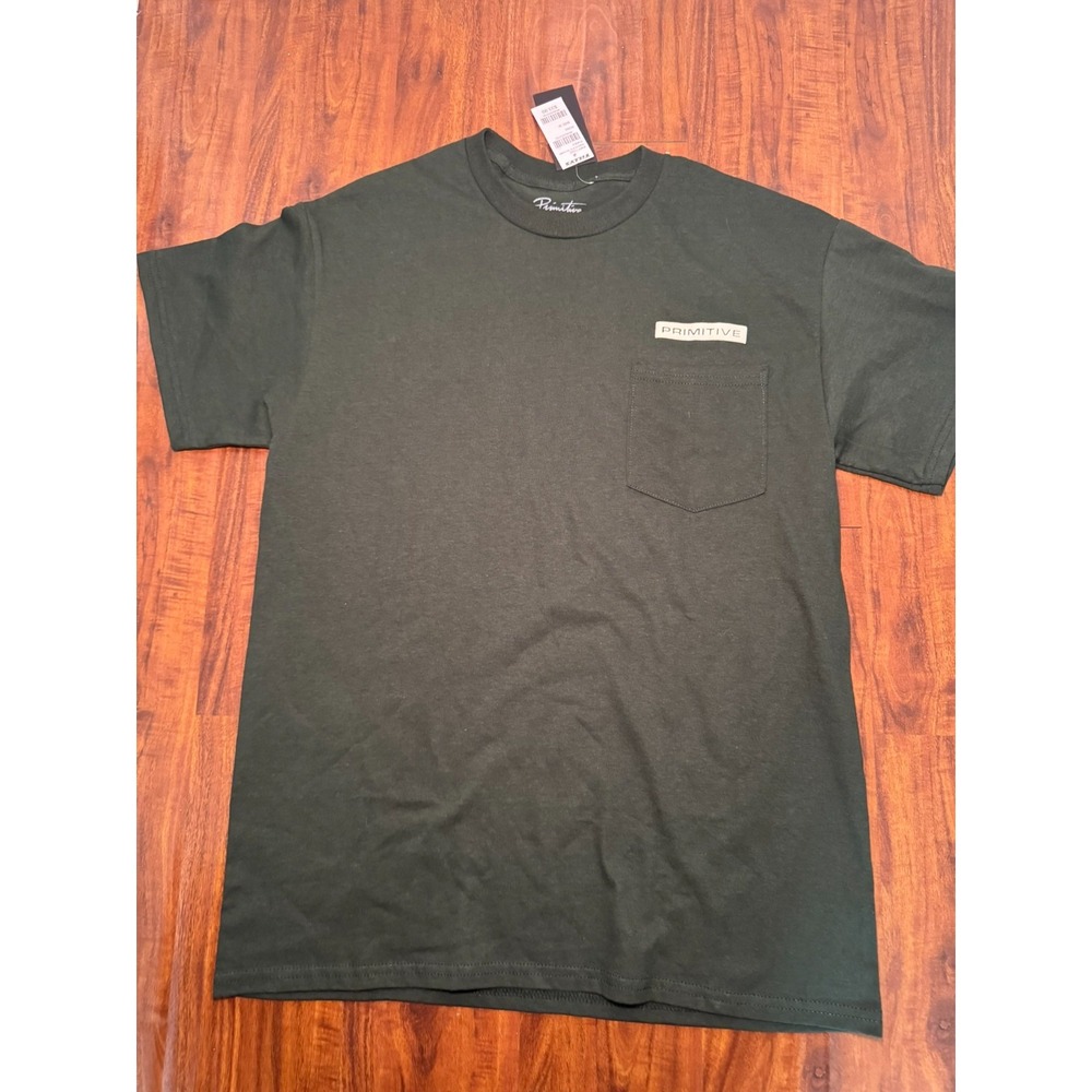 NWT Primitive Cosmopolitan Pocket Tee Short Sleeve T Shirt Dark Green White SZ M